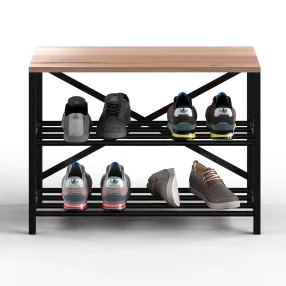 обувница gutta 500х690х290 (3 полки) каркас чёрный, настил эвок