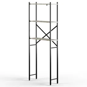 стеллаж для ванной комнаты gutta 1800х690х250 (3 полки) каркас чёрный, настил патина