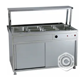 мармит вторых блюд четырехрядный, нержавеющая сталь, 1425х700х1350