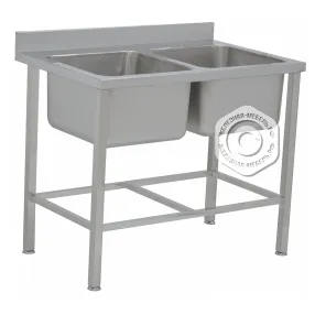 ванна моечная кухонная 2 секционная цельнотянутая нерж., 1200х700х850