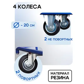 платформенная тележка с бортиком пбм-6.9 600х900 с колесами 200 мм