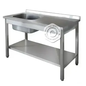 ванна моечная кухонная 1 секционная с рабочей поверхностью сварн. нерж., 1500х700х850