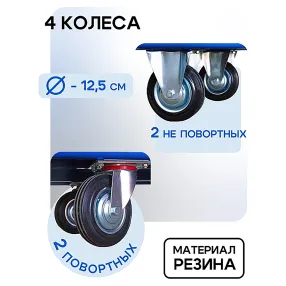 платформенная тележка с бортиком пбм-6.9 600х900 с колесами 125 мм