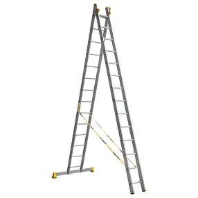 лестница профессиональная двухсекционная алюминиевая 2х14 арт. 9214