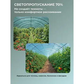 сетка фасадная затеняющая зеленая, 3х10 м, 30-35%