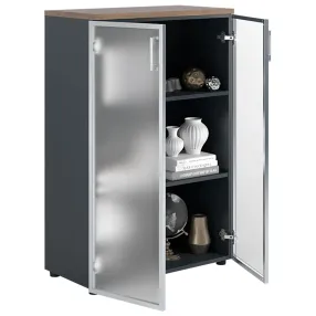 шкаф nw 1280/2g со стеклом темный орех/антрацит