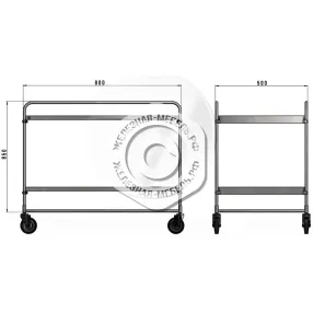 тележка сервисная двухъярусная с боковой ручкой стб 2 (без колёс)